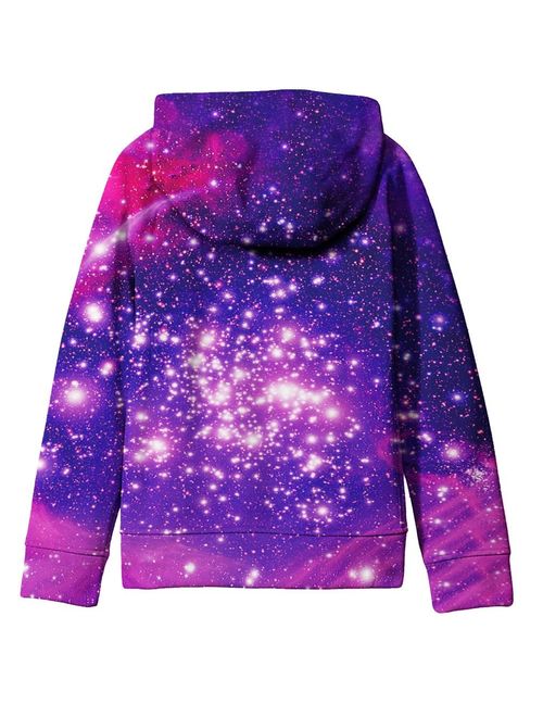 SAYM Big Girls Galaxy Fleece Pockets Sweatshirts Jacket Pullover Hoodies