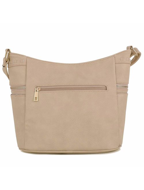 DELUXITY | Crossbody Hobo Slouch Bucket Purse Bag | Side Pockets with Tassel | Adjustable Strap