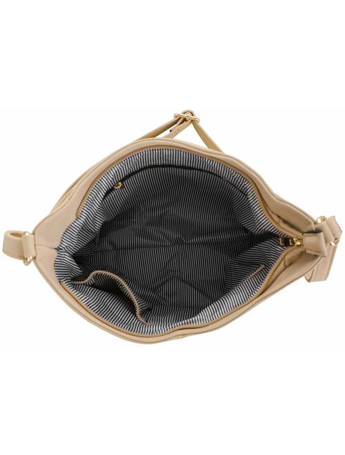 DELUXITY | Crossbody Hobo Slouch Bucket Purse Bag | Side Pockets with Tassel | Adjustable Strap