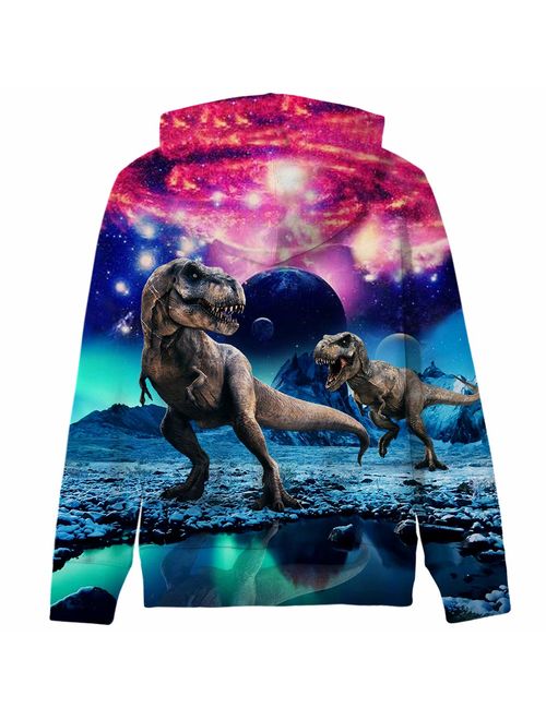 Funnycokid Boys Girls Fleece Hoodies 3D Print Pullover Sweatshirts Hooded Jumpers 5-14Y