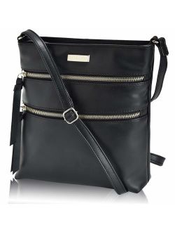 Leather Crossbody Purse for Women- Small Crossover Cross Body Bag Long Over the Shoulder Sling Womens Purses and Handbags