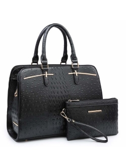 Women Satchel Handbags Shoulder Purses Totes Top Handle Work Bags with 3 Compartments