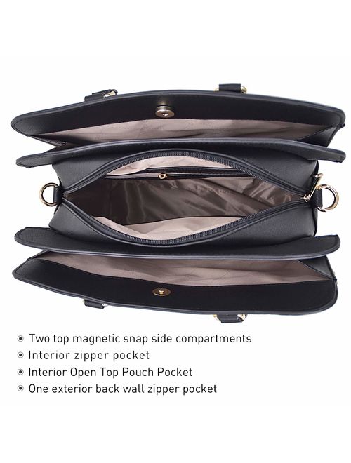 Dasein Women Satchel Handbags Shoulder Purses Totes Top Handle Work Bags with 3 Compartments