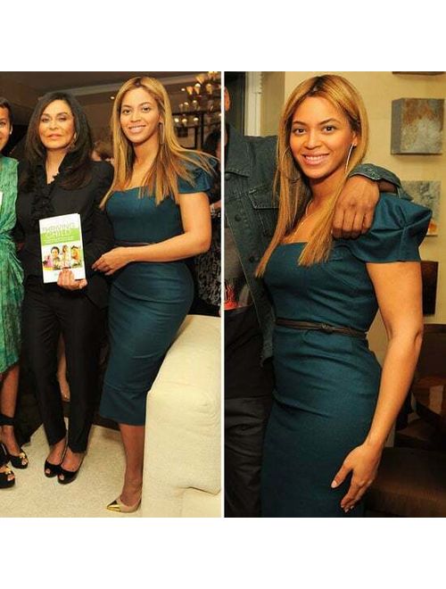 Celebrities Favorite ICONIC Roland Mouret GALAXY teal wool dress ASO Beyonce