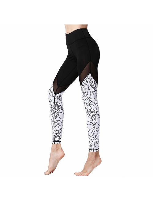 MTSCE Yoga Pants Yoga Capris Printed Workout Leggings for Fitness Riding Running(XS-XXXL)