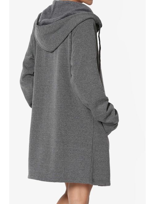TheMogan S~3X Loose Fit Pocket Pullover OR Zip Up Hoodie Long Tunic Sweatshirts