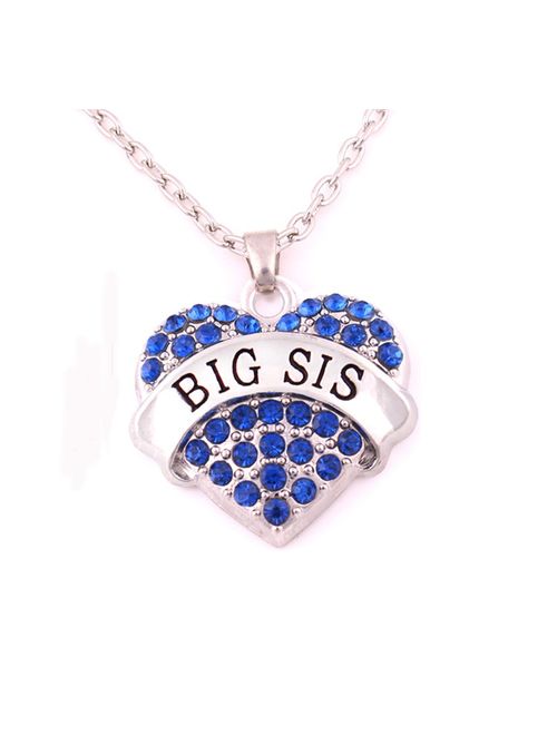 Charm.L Grace Crystal Heart Necklaces Set Mom Big Sis Middle Lil Sister