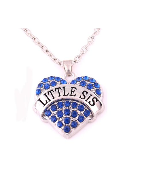 Charm.L Grace Crystal Heart Necklaces Set Mom Big Sis Middle Lil Sister