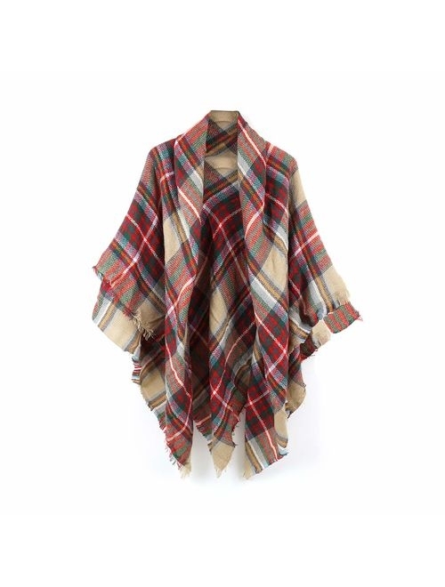 Women's Cozy Tartan Blanket Plaid Scarf Wrap Shawl Scarves Checked Pashmina Cape
