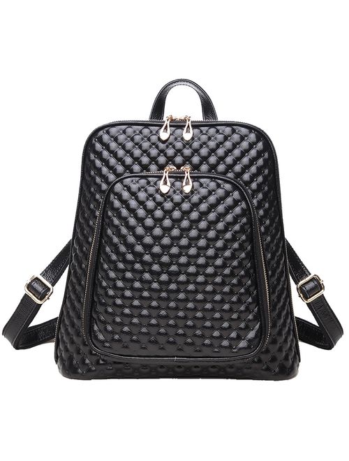 Coolcy New Fashion Women's Genuine Leather Backpack Casual Shoulder Bag