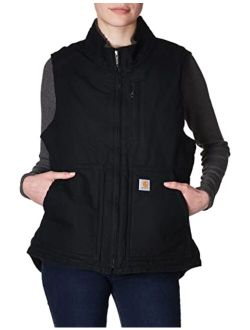 Women's Relaxed Fit Washed Duck Sherpa-Lined Mock-Neck Vest