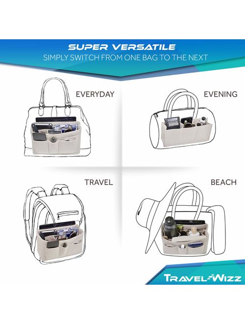 Handbag Organizer - 2in1 felt, purse organizer insert with inner zipped pocket