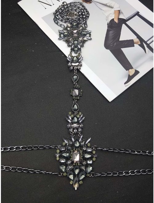 NABROJ 6 Colors 1 PC Glamorous Crystal Body Chain Costume Belt Chain Jewelry with Gift Box