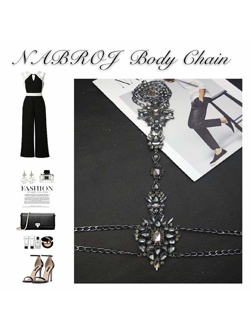 NABROJ 6 Colors 1 PC Glamorous Crystal Body Chain Costume Belt Chain Jewelry with Gift Box
