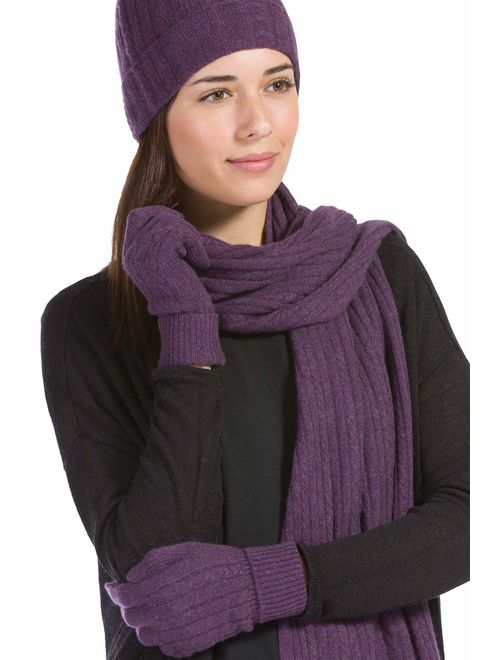Fishers Finery Women's 100% Pure Cashmere Gloves, featuring Cable Knit Design
