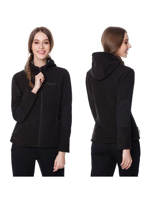 OutdoorMaster Women's Fleece Jacket - Waterproof & Stain Repellent, Ultra Soft Plush Lining & Optional Hoodie - Full-Zip