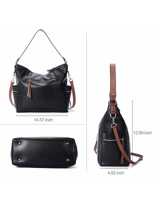 BOSTANTEN Genuine Leather Hobo Handbags Designer Shoulder Tote Purses Crossbody Large Bag for Women
