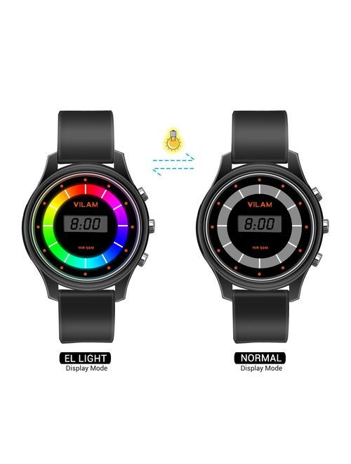 Rainbow Coloured Lights Kids Watch 7 Colors Flashing 50M Waterproof Children Electronic Watch, Washable Comfortable Watchband Digital Child Wrist Watch for Boys and Girls