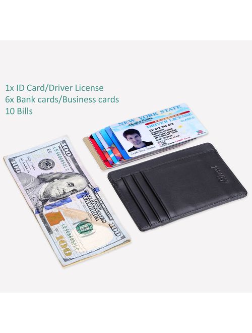 Kinzd Slim Wallet RFID Front Pocket Minimalist Leather Wallet thin Card Holder