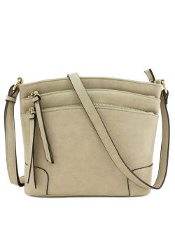 Triple Zipper Pocket Medium Crossbody Bag