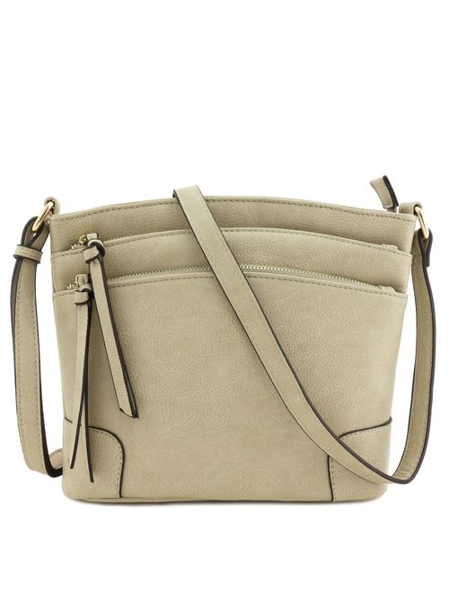 Buy Triple Zipper Pocket Medium Crossbody Bag online | Topofstyle