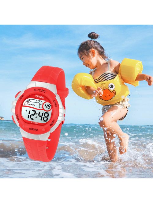 Kids Digital Watch for Girls Boys 50M(5ATM) Waterproof Multi-Functional WristWatches