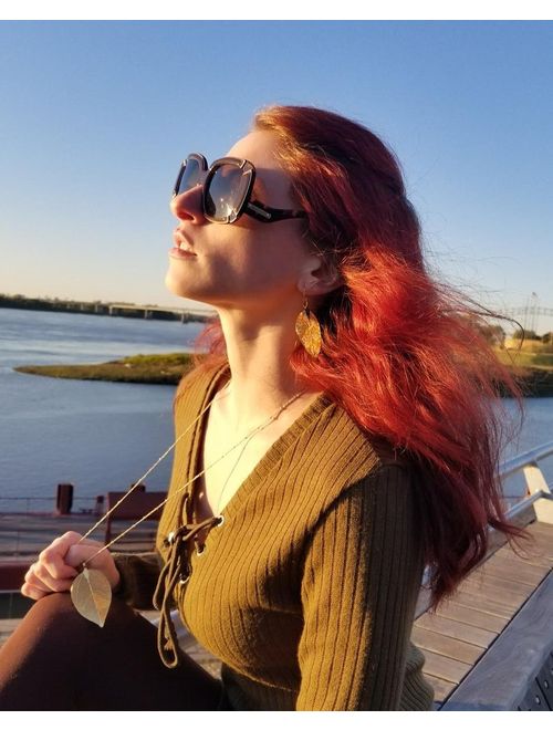 BOUTIQUELOVIN Filigree Long Leaf Pendant Dangle Necklace and Earring Jewelry Set Fashion Gifts for Women Girls