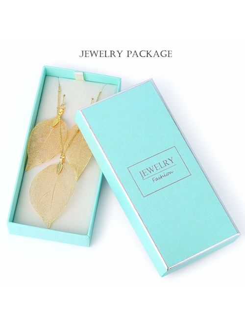 BOUTIQUELOVIN Filigree Long Leaf Pendant Dangle Necklace and Earring Jewelry Set Fashion Gifts for Women Girls