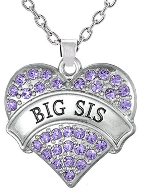 Big Sister & Little Sister Matching Heart Necklace Gift Set of 2, Big Sis Lil Sis Jewelry Gifts for Girls, Teens, Women