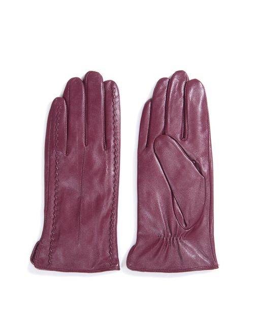 MATSU Casual Women Winter Warm Lambskin Touchscreen Texting Leather Gloves M9229 (Cashmere or Long Fleece)