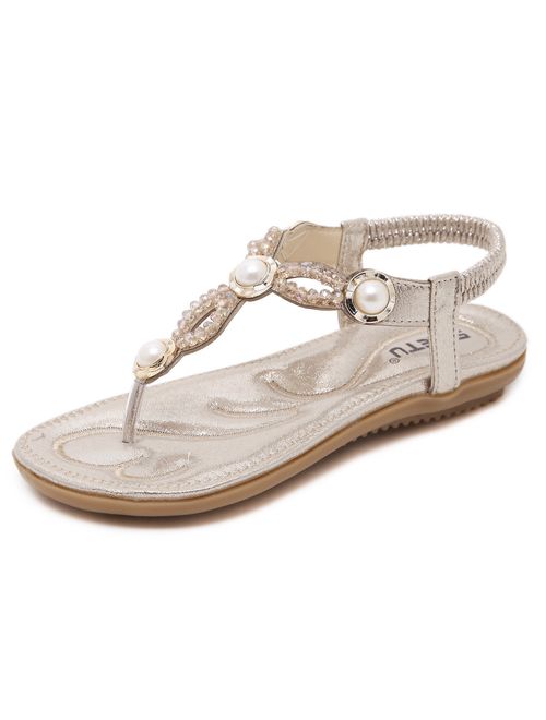 Buy DolphinBanana Bohemian Glitter Summer Flat Sandals Prime Thongs ...