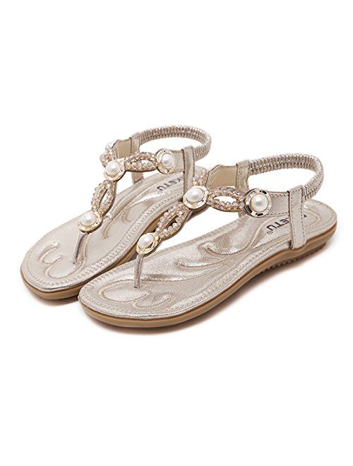 DolphinBanana Bohemian Glitter Summer Flat Sandals Prime Thongs Flip Flop Shoes