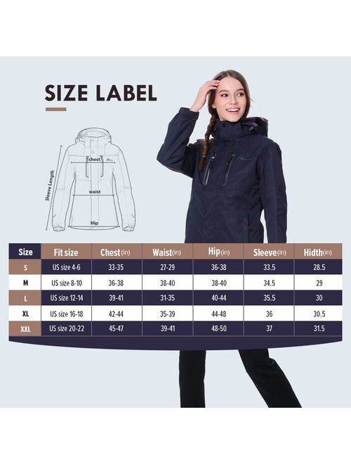 OutdoorMaster Women's 3-in-1 Ski Jacket - Winter Jacket Set with Fleece Liner Jacket & Hooded Waterproof Shell - for Women