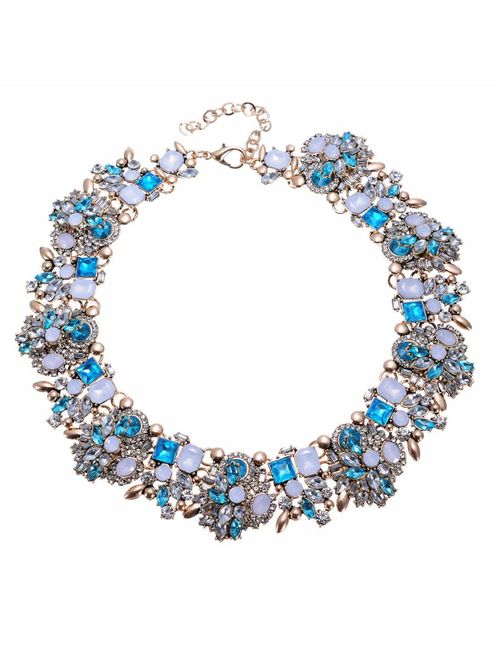 Fashion Crystal Jewelry Statement Choker Bib Chunky Silver Rhinestone Heart Cha