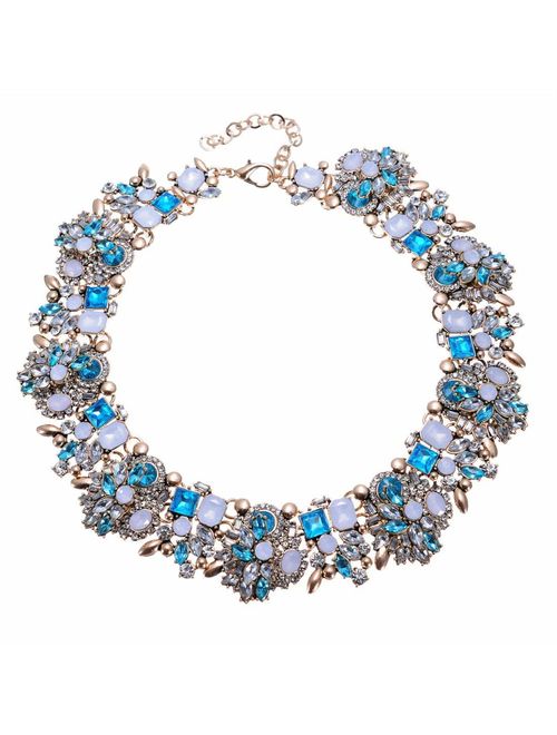 Crystal Rhinestone Statement Necklace, Christmas Gift Vintage Chunky Chain Choker Collar Bib Statement Necklace Fashion Costume Jewelry Necklaces for Women
