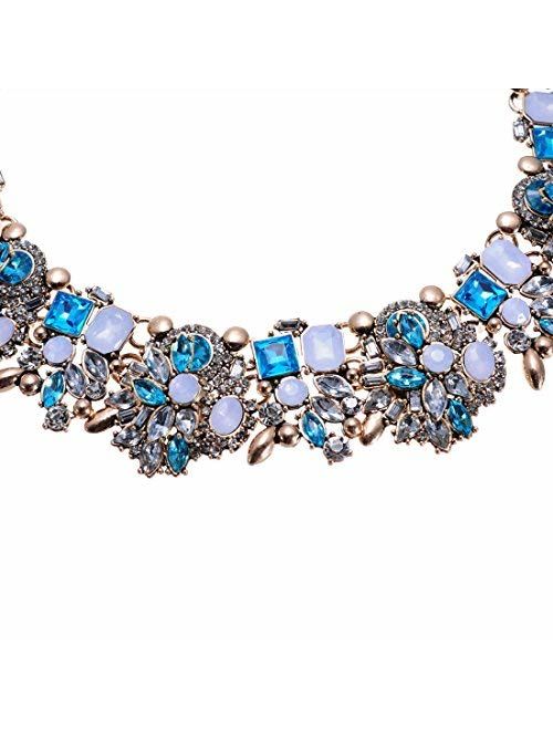 Crystal Rhinestone Statement Necklace, Christmas Gift Vintage Chunky Chain Choker Collar Bib Statement Necklace Fashion Costume Jewelry Necklaces for Women