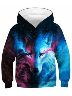 GLUDEAR Teen Boys Girls Novelty Animal Galaxy Hoodies Sweatshirts Pullover