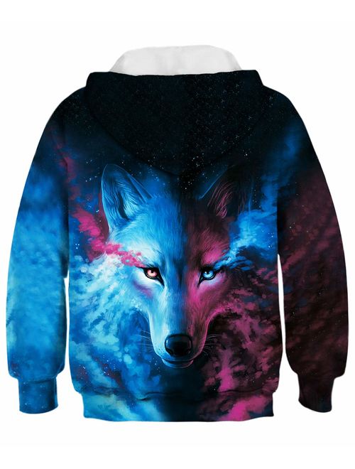 GLUDEAR Teen Boys Girls Novelty Animal Galaxy Hoodies Sweatshirts Pullover
