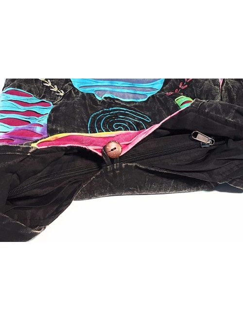 Bohemian Embroidered Ripped Razor Cut Crossbody Hippie Purse Handbag AND Backpack