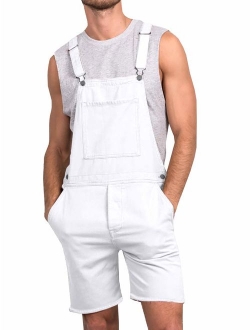 Gtealife Mens Bib Overall Shorts Lightweight Casual Loose Fit Walkshort Jumpsuit Button Hole Rompers