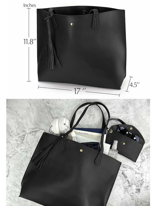 Minimalist Clean Cut Pebbled Faux Leather Tote Womens Shoulder Handbag