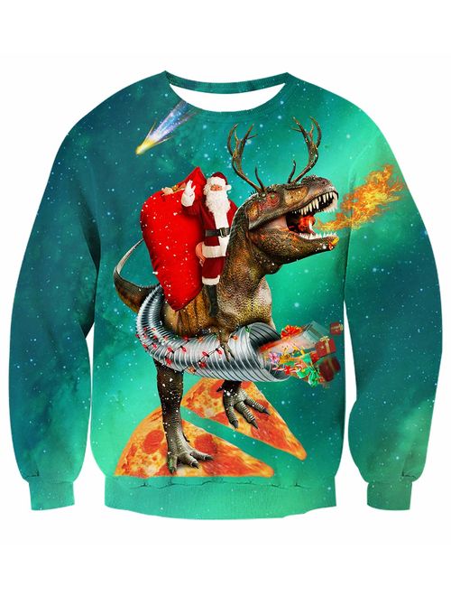 Funnycokid Ugly Christmas Sweater Boys Girls 3D Print Funny Xmas Pullover Sweatshirt Fleece Jumper 4-16Y