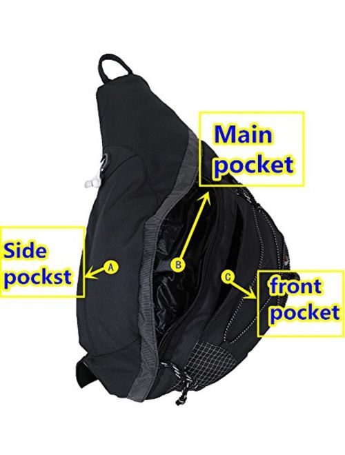 20" HBAG Sling Backpack Single Strap Shoulder Bag, Audio & Bottle Pocket, Black