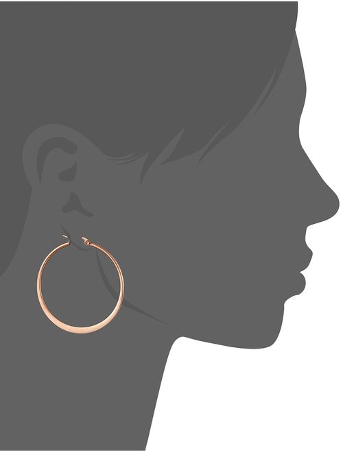 Amazon Essentials Gold or Rhodium Plated Stainless Steel Flattened Hoop Earrings