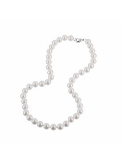 KEZEF Creations Cream White 8-14mm Simulated Faux Pearl Necklace Hand Knotted Strand 16-20 Inch