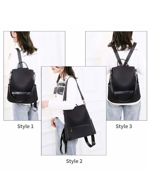 Backpack Purse for Women Anti-theft Waterproof Nylon Convertible Rucksack Lightweight Fashion Travel Shoulder Bag