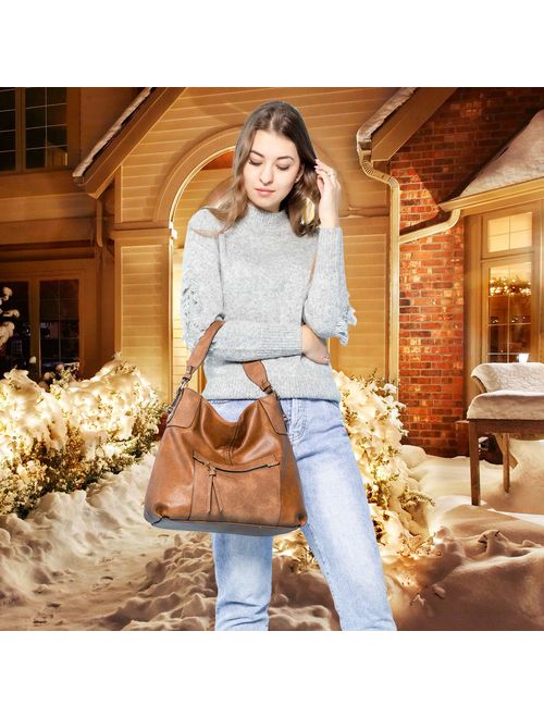 Realer Hobo Bags for Women Leather Purses and Handbags Large Hobo Purse with Tassel 