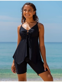 Women's Tankini Swimsuits Modest Flowy Crossback Plus Size Bathing Suit Top