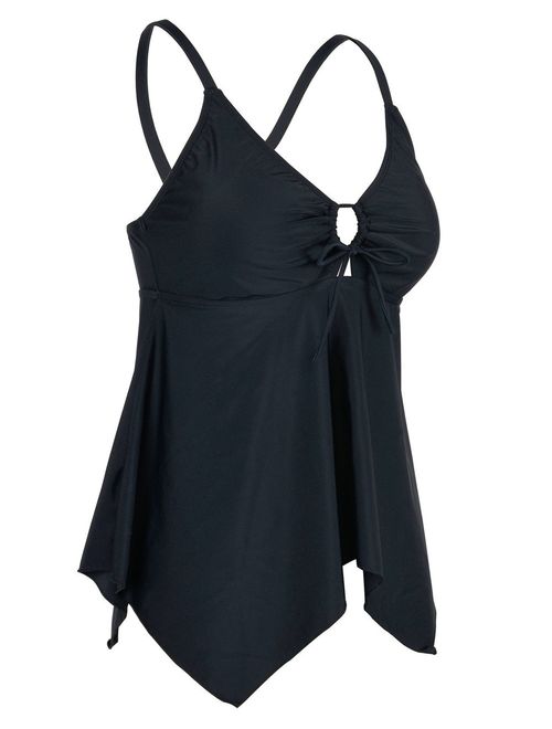 Firpearl Women's Tankini Swimsuits Modest Flowy Crossback Plus Size Bathing Suit Top