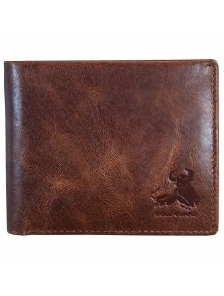 Bull Guard RFID Blocking Bifold Wallet For Men Soft Genuine Vintage Leather